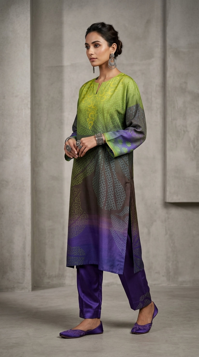 Semi Stitched Chanderi Kurta