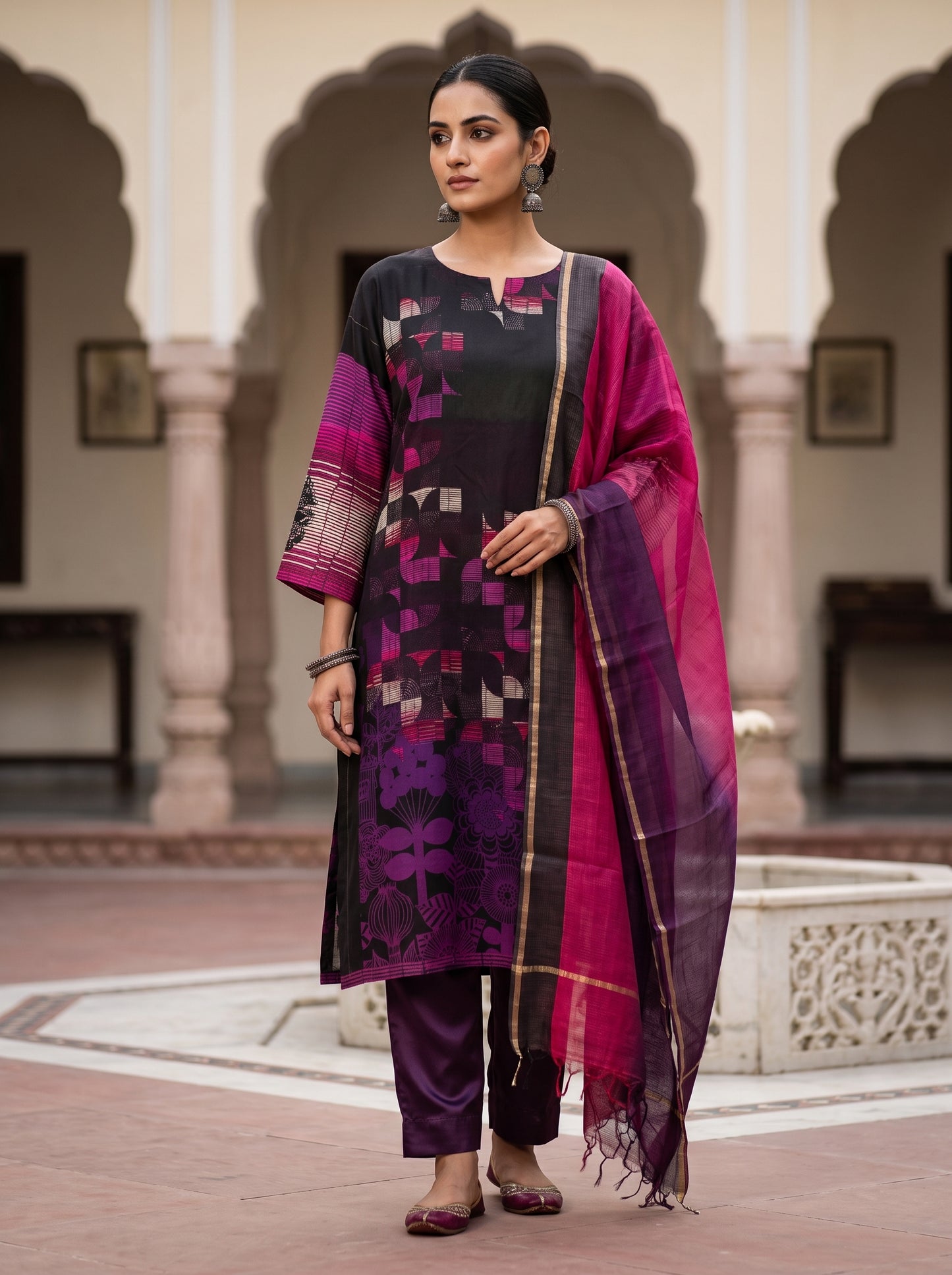 Semi Stitched Cotton Modal Casual Suitset