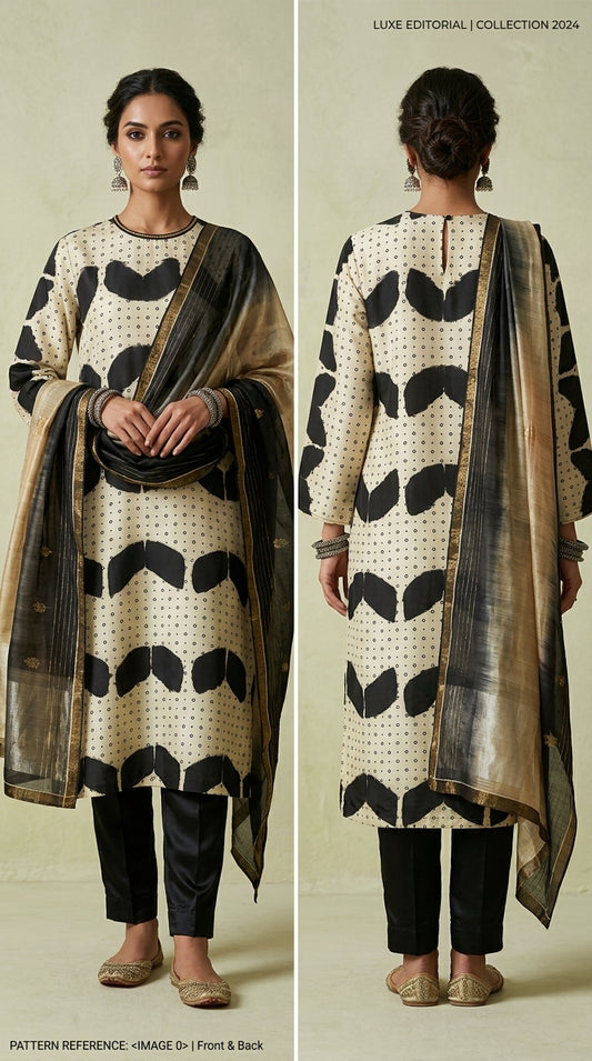 Semi Stitched Formal chanderi Suitset