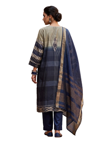 Semi Stitched Chanderi Formal Suitset
