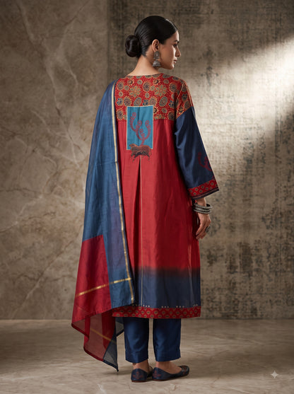 Semi Stitched Chanderi Formal Suitset