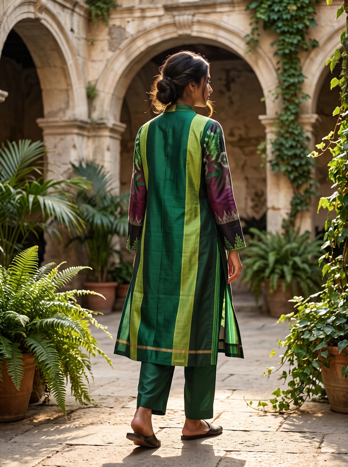 Stitched Chanderi Sleevesless Kurta With Jacket