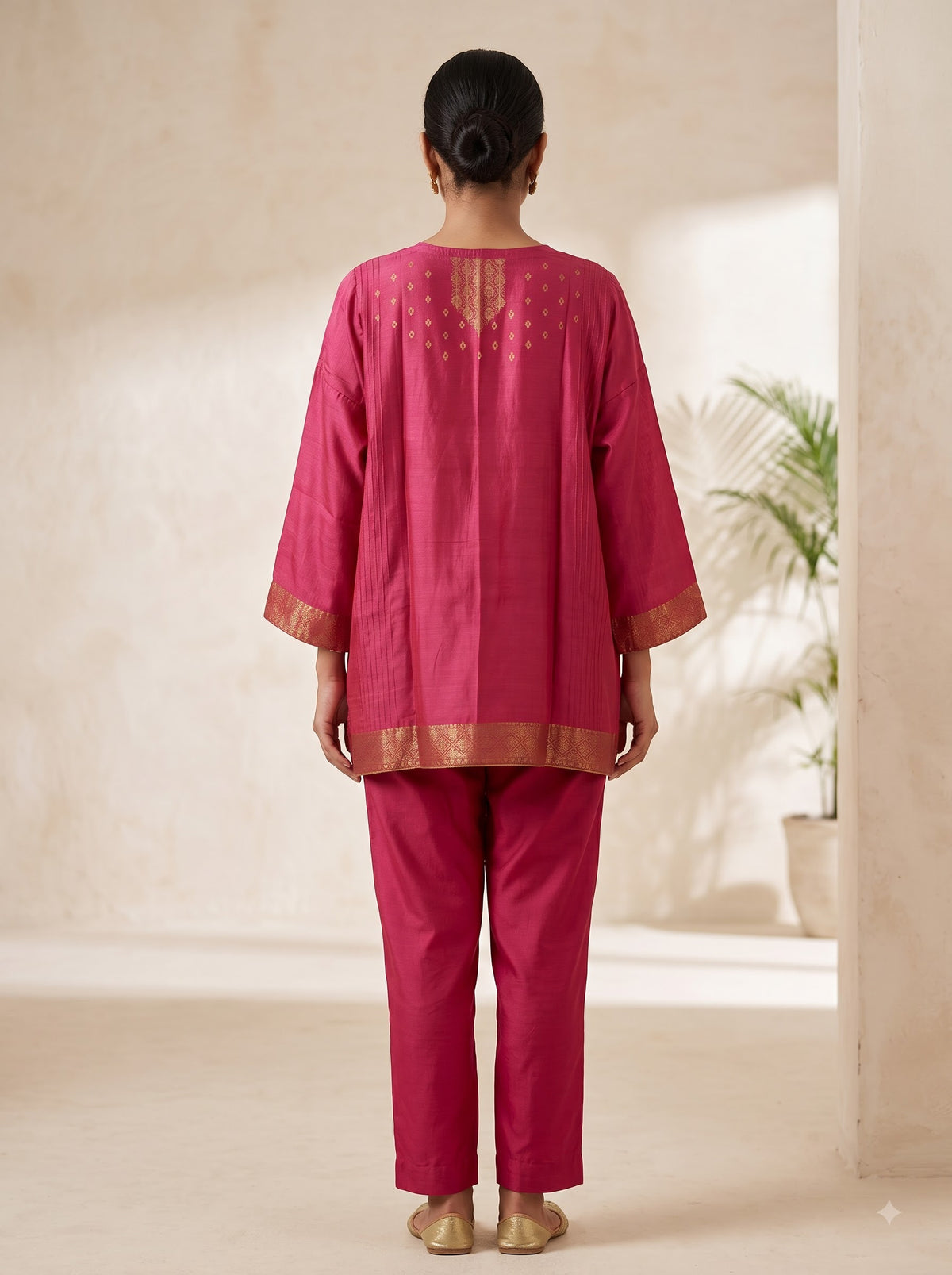 SemiStitched Chanderi Zari Woven Tunic