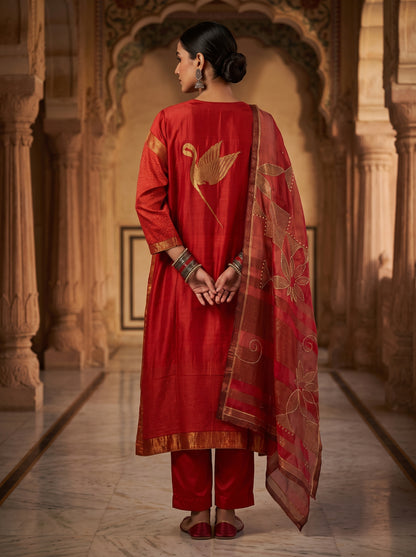 Semi Stitched Chanderi Formal Suitset