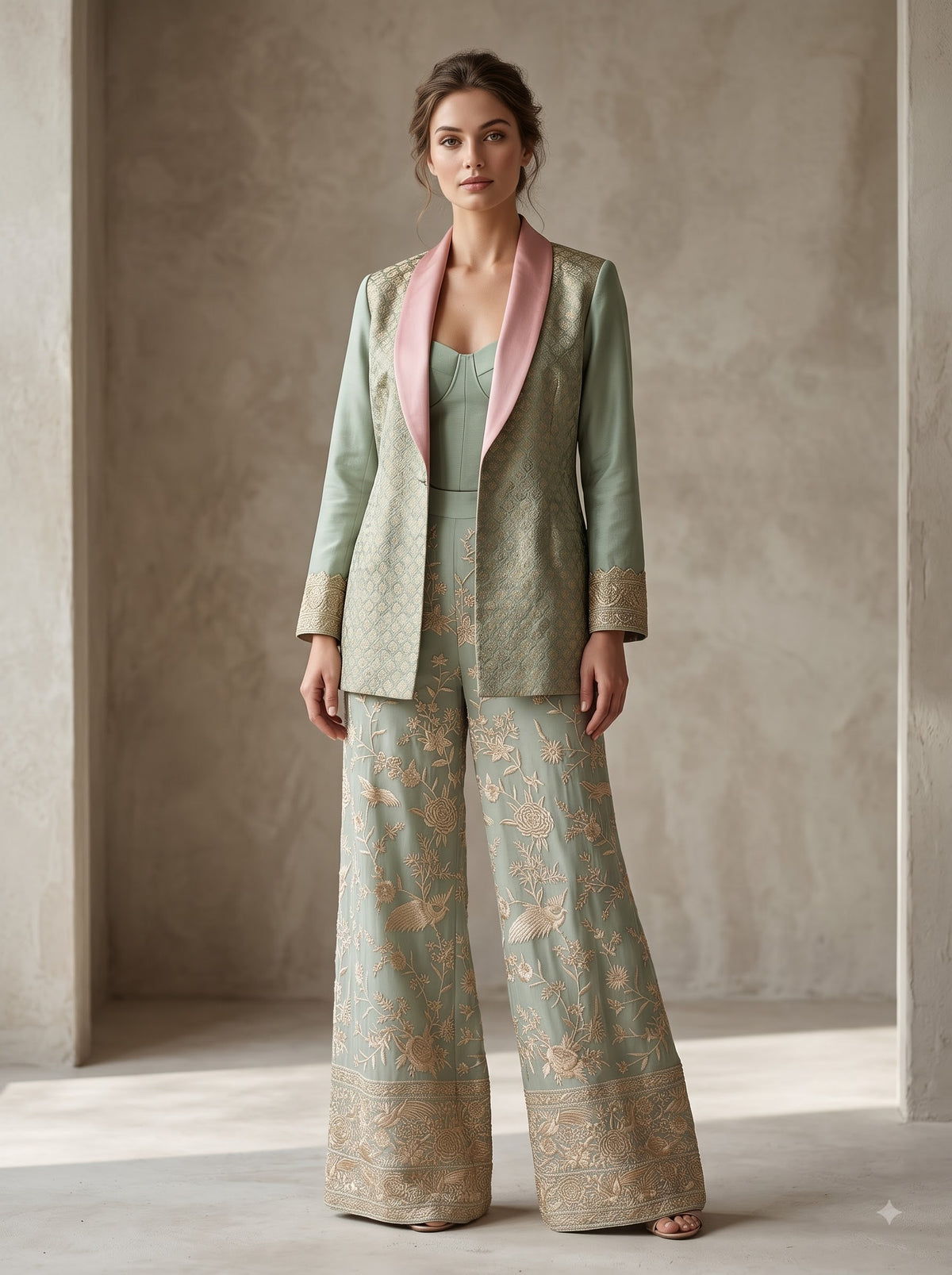 Indowestern chanderi formal coordset