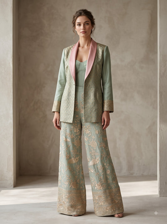 Indowestern chanderi formal coordset