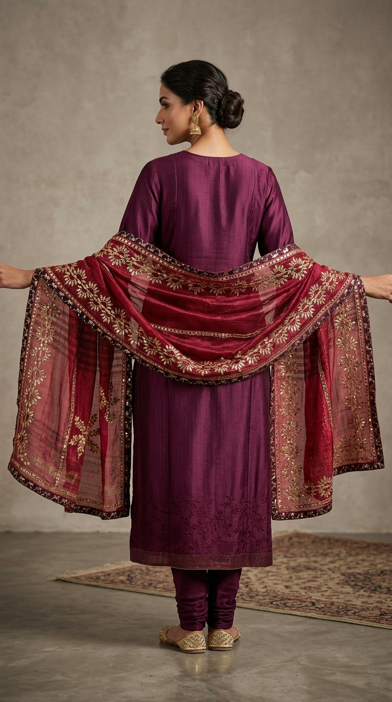 Semi Stitched Formal chanderi Suitset