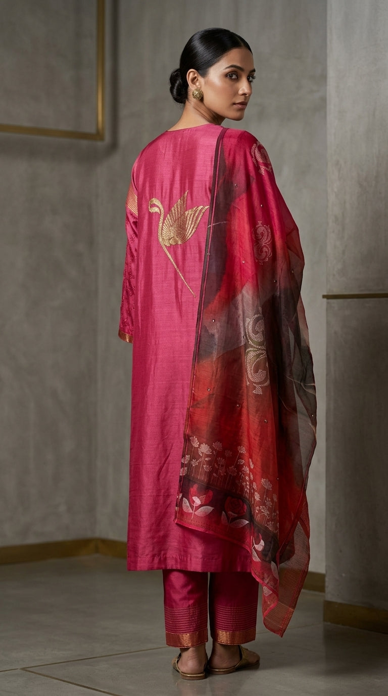 Semi Stitched Formal chanderi Suitset