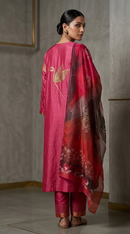 Semi Stitched Formal chanderi Suitset