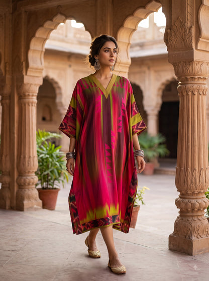 Stitched Cotton mudal Digital Printed Kaftan