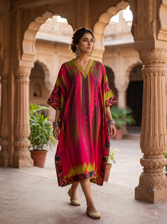 Stitched Cotton mudal Digital Printed Kaftan
