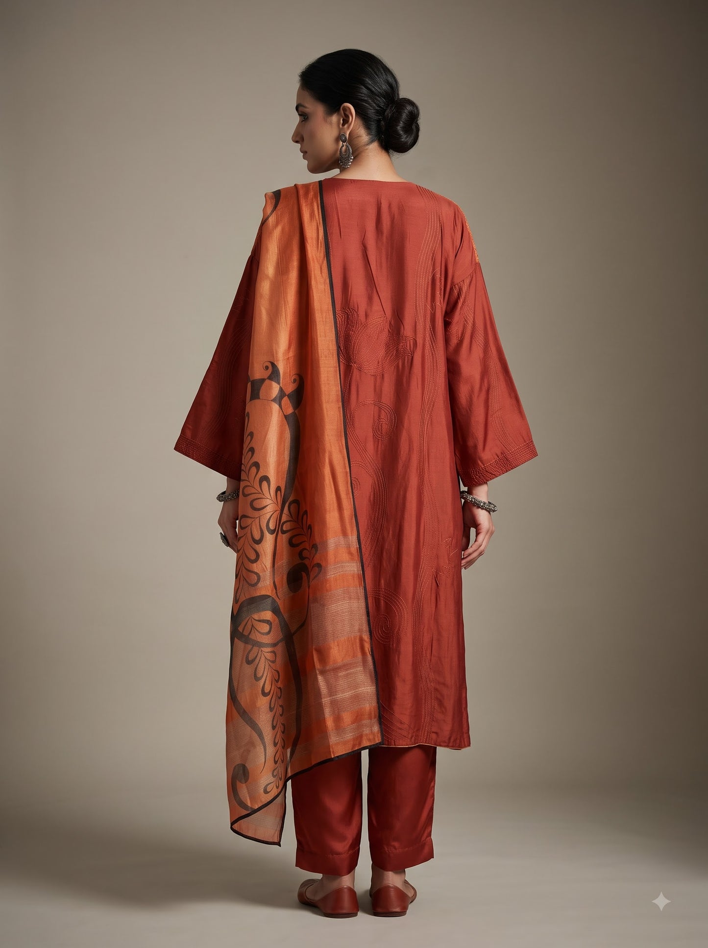 Semi Stitched Chanderi Formal Suitset