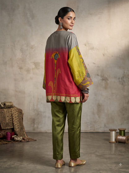 Semi Stitched Chanderi Kalamkari Short Tunic