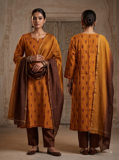 Semi Stitched Cotton Casual Suitset