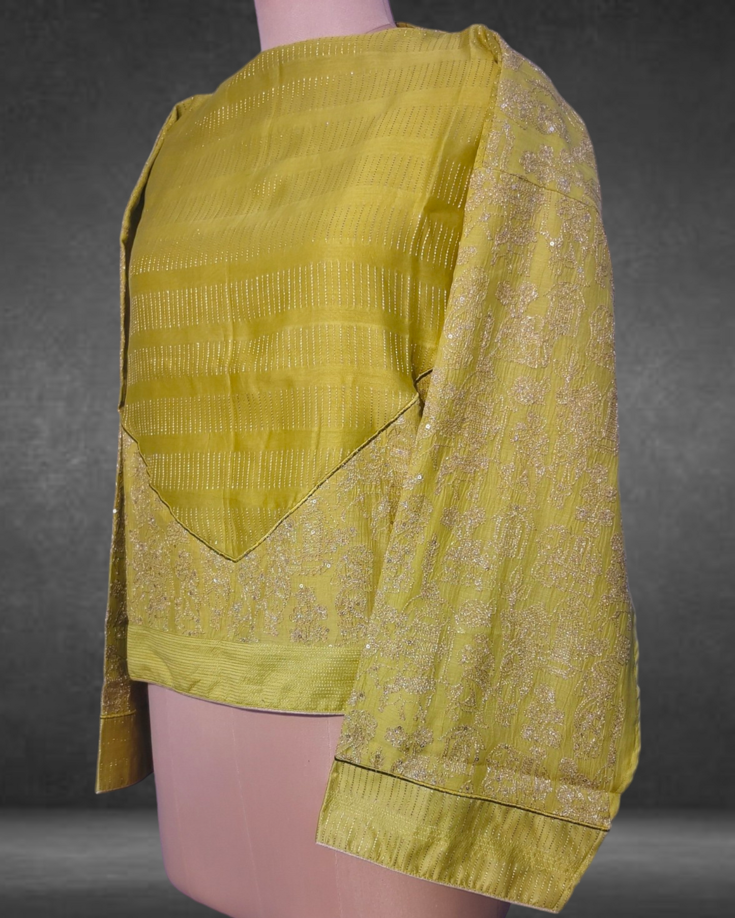Designer Chanderi Semistitched Crop Top Blouse with Chanderi Embroidered VISHAL KAPUR STUDIO