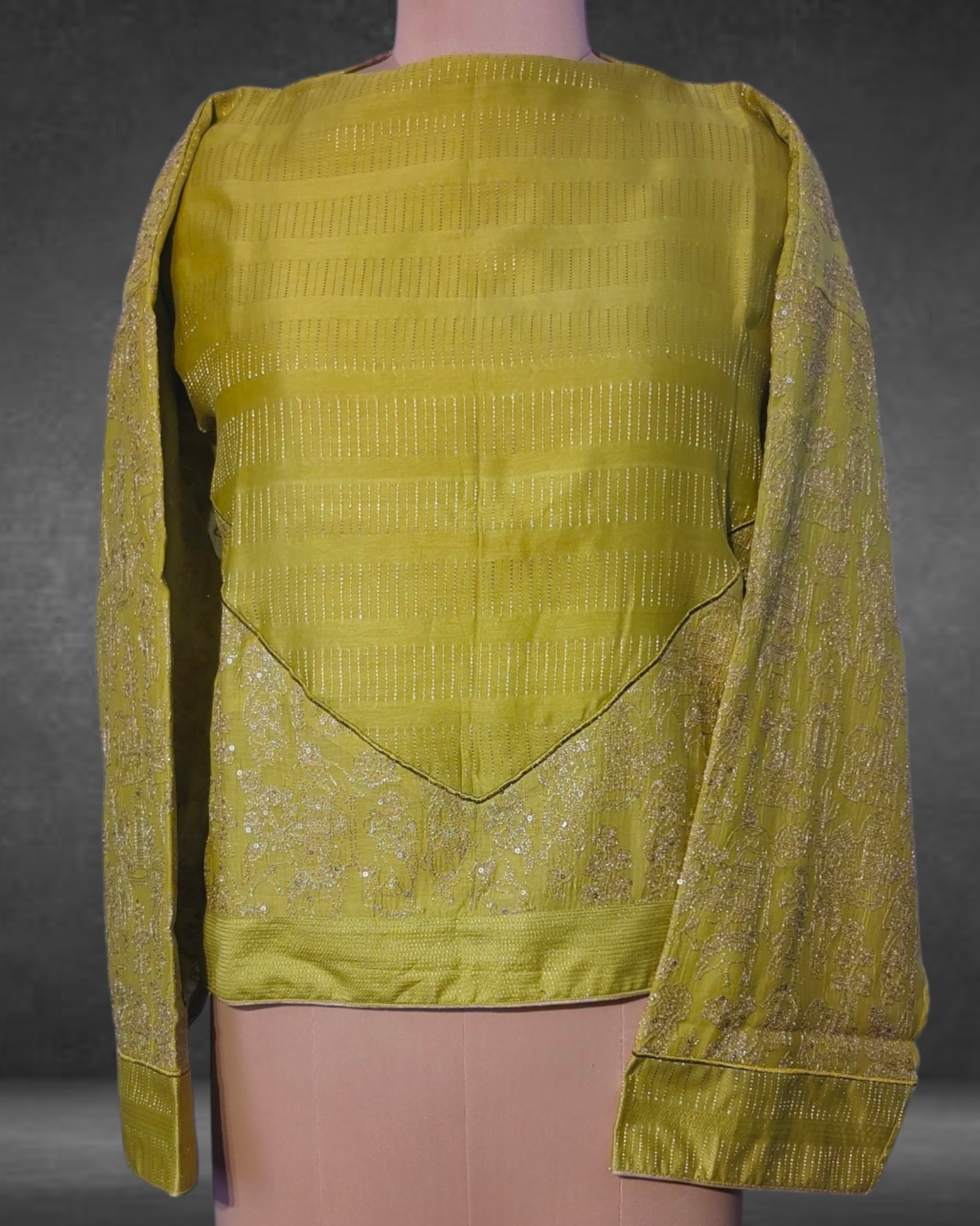 Designer Chanderi Semistitched Crop Top Blouse with Chanderi Embroidered VISHAL KAPUR STUDIO