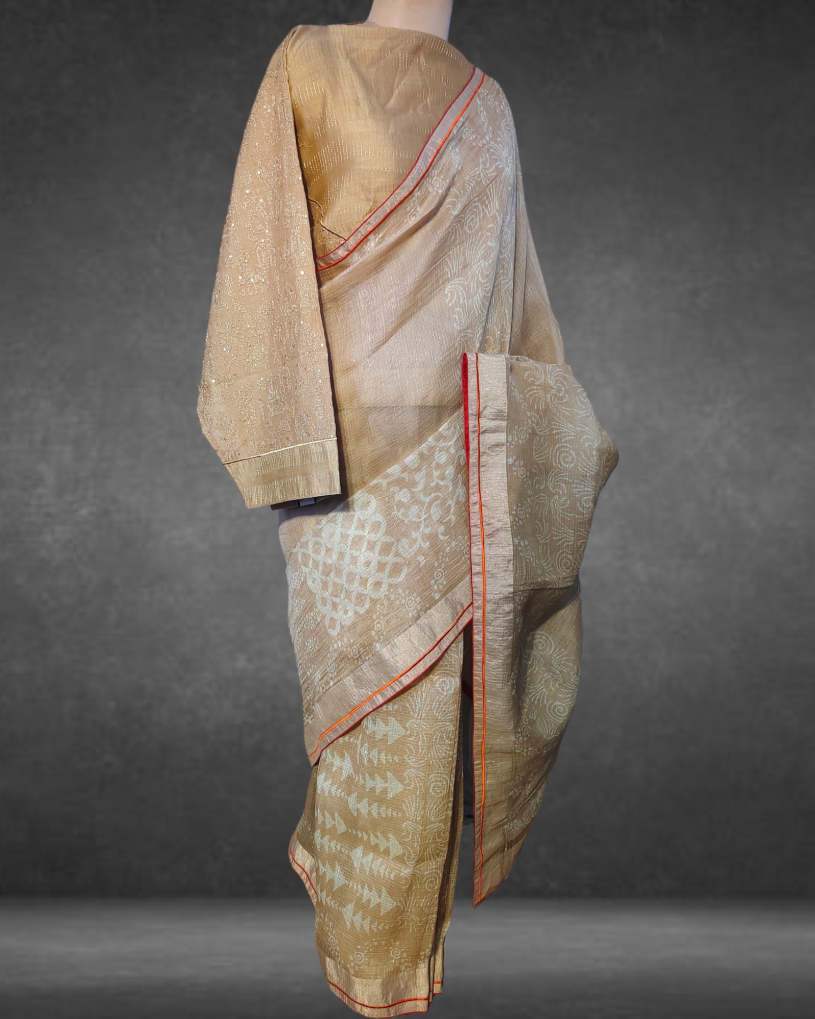 Block Printed Pure Silk linen kota Saree (Copy) VISHAL KAPUR STUDIO