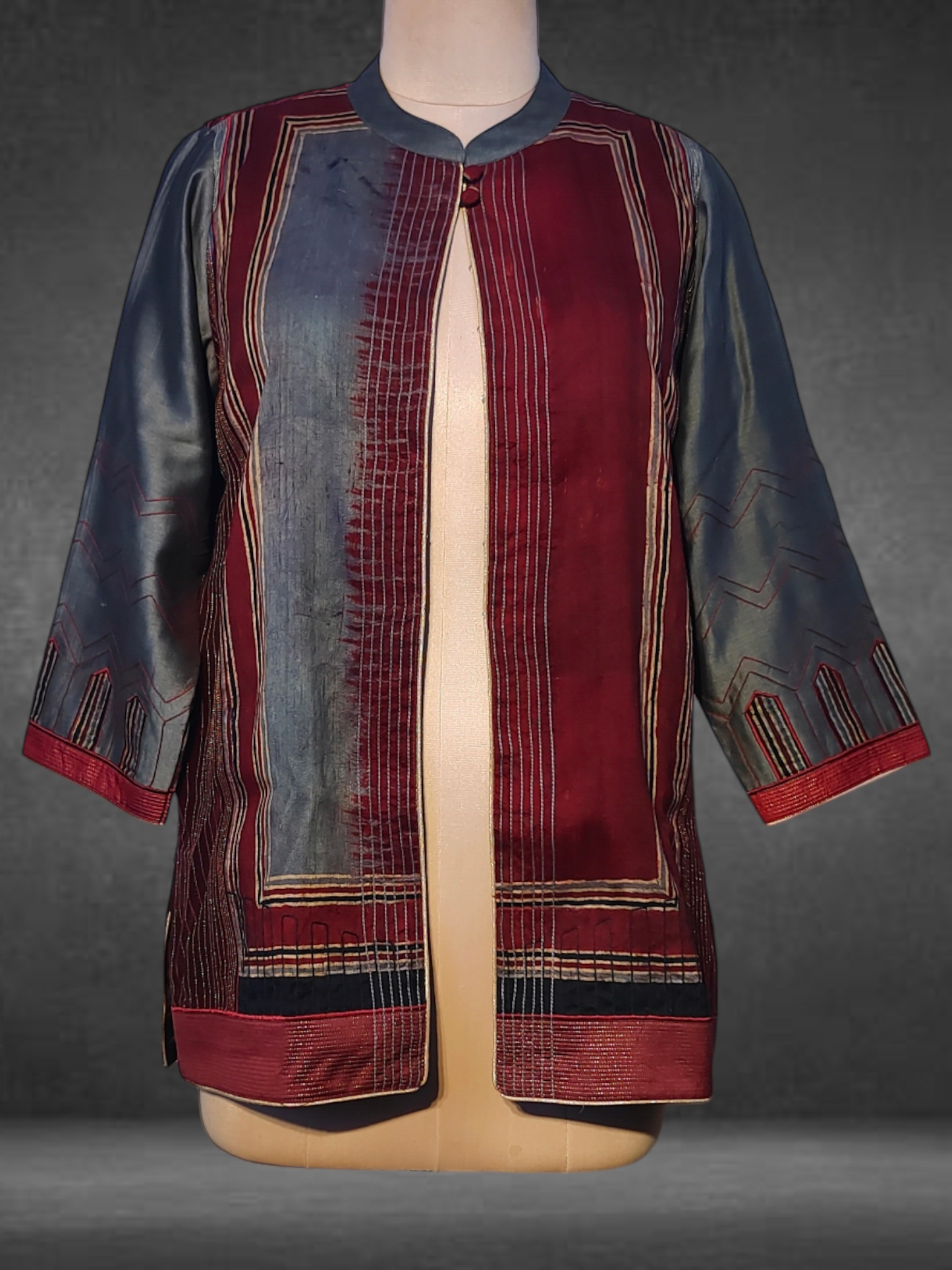 Stitched Silk Ajrakh Short Jacket