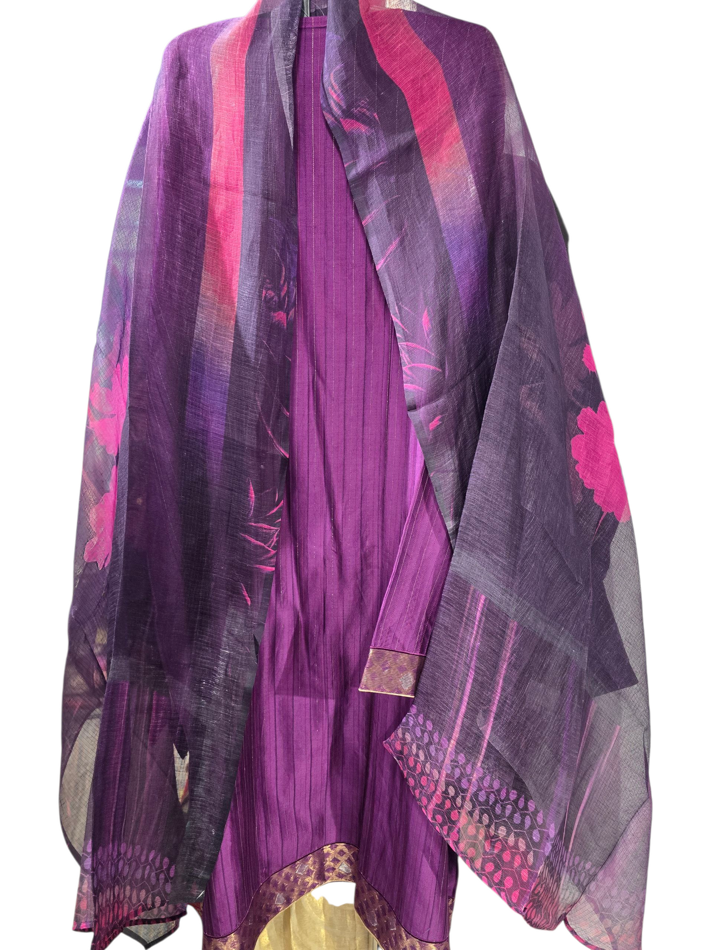 Semi Stitched Chanderi Casual Suitset