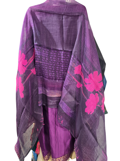 Semi Stitched Chanderi Casual Suitset