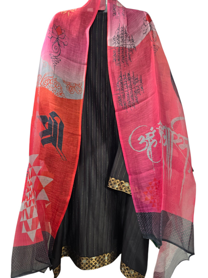 Semi Stitched Chanderi Casual Suitset