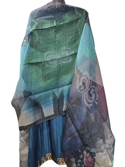 Semi Stitched Chanderi Casual Suitset