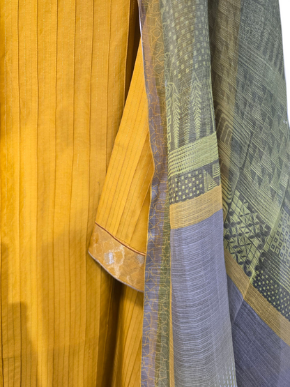 Semi Stitched Chanderi Casual Suitset