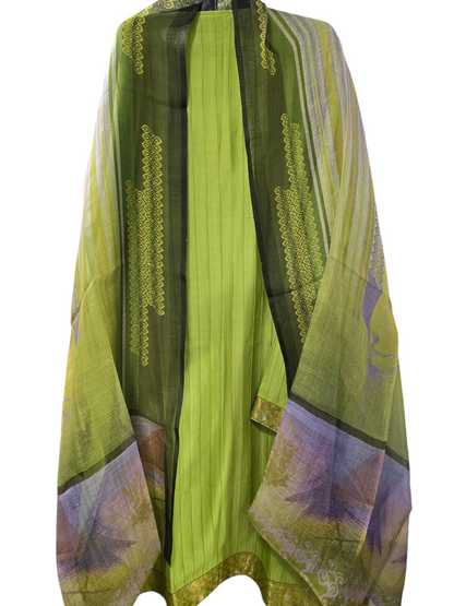 Semi Stitched Chanderi Casual Suitset