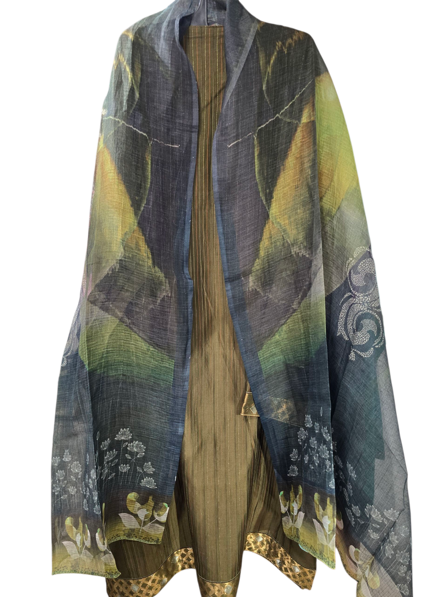 Semi Stitched Chanderi Casual Suitset