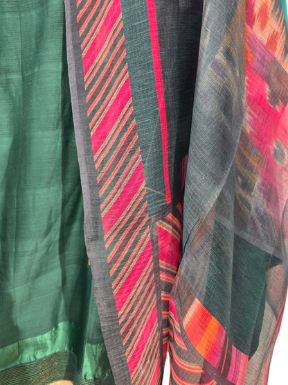 Semi Stitched Chanderi Casual Suitset