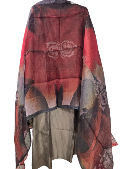 Semi Stitched Chanderi Casual Suitset