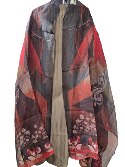 Semi Stitched Chanderi Casual Suitset