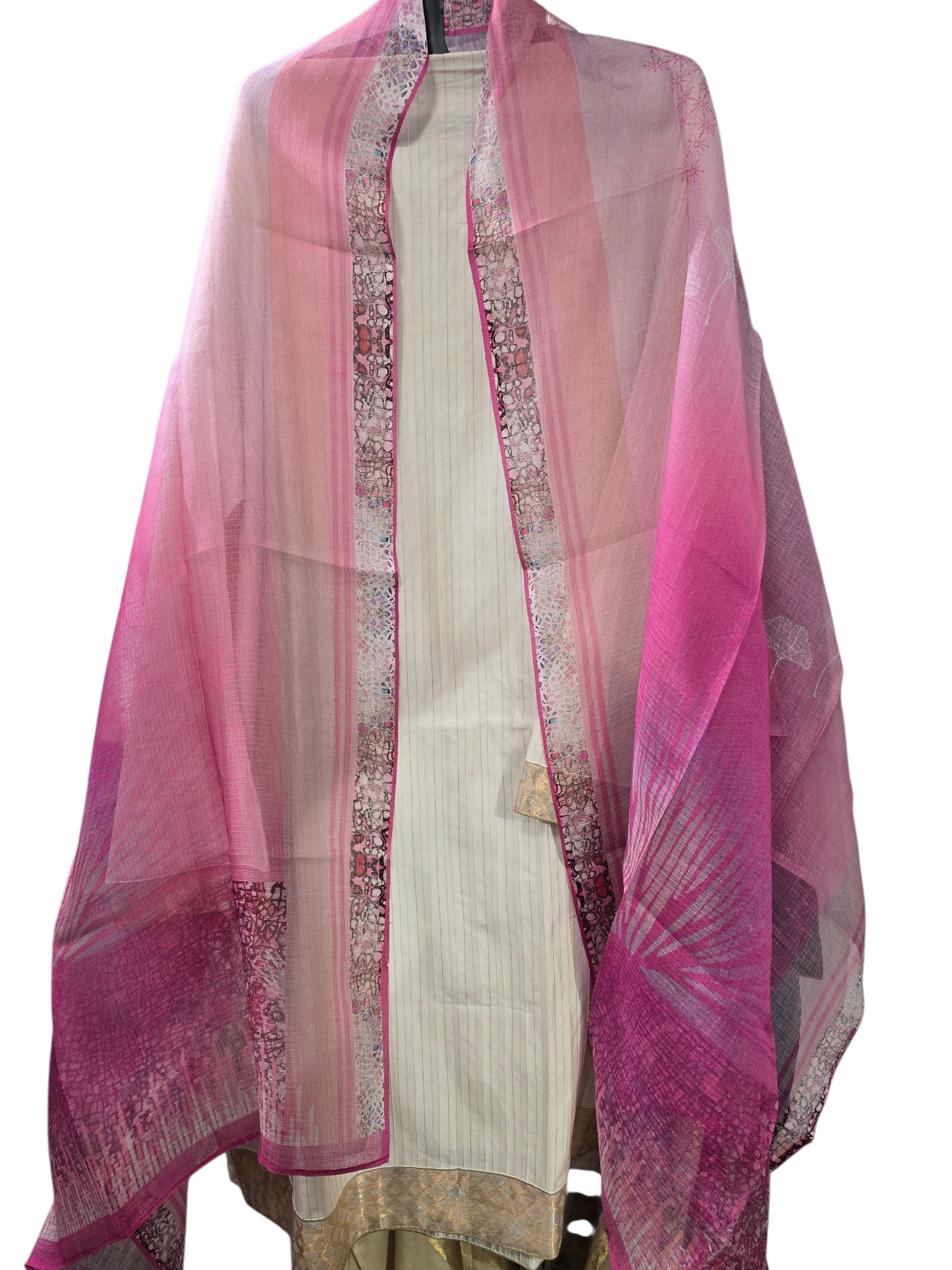 Semi Stitched Chanderi Casual Suitset