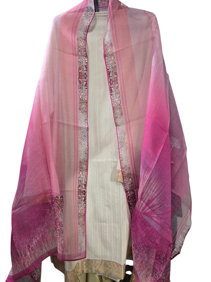 Semi Stitched Chanderi Casual Suitset