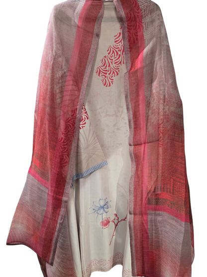 Semi Stitched Chanderi Casual Suitset