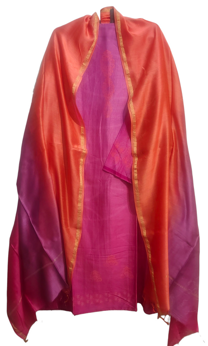Semi Stitched Chanderi Casual Suitset