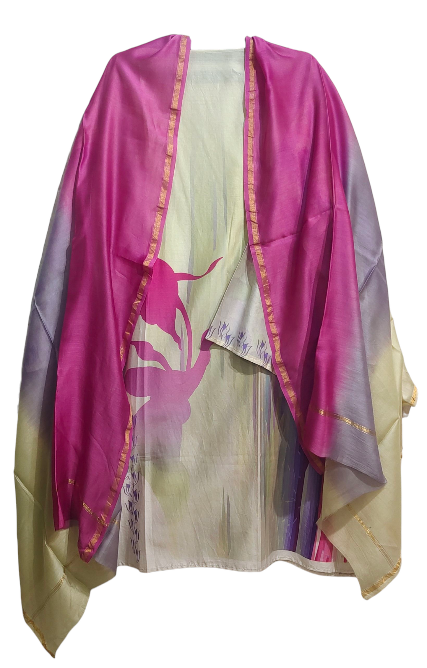 Semi Stitched Chanderi Casual Suitset