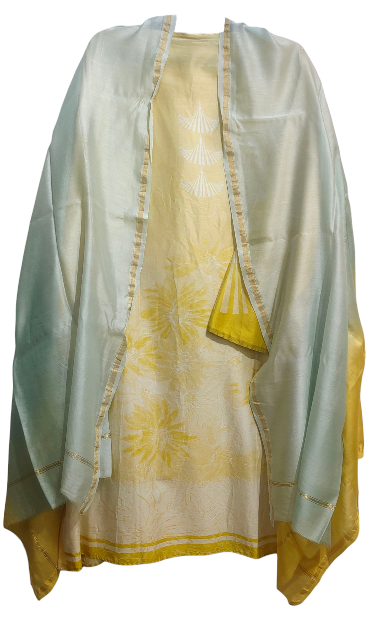 Semi Stitched Chanderi Casual Suitset