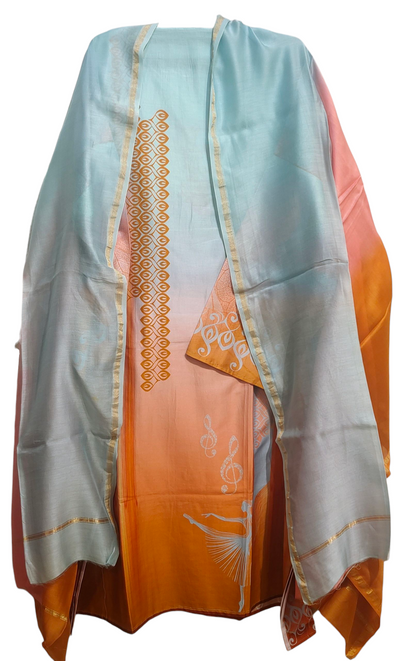 Semi Stitched Chanderi Casual Suitset