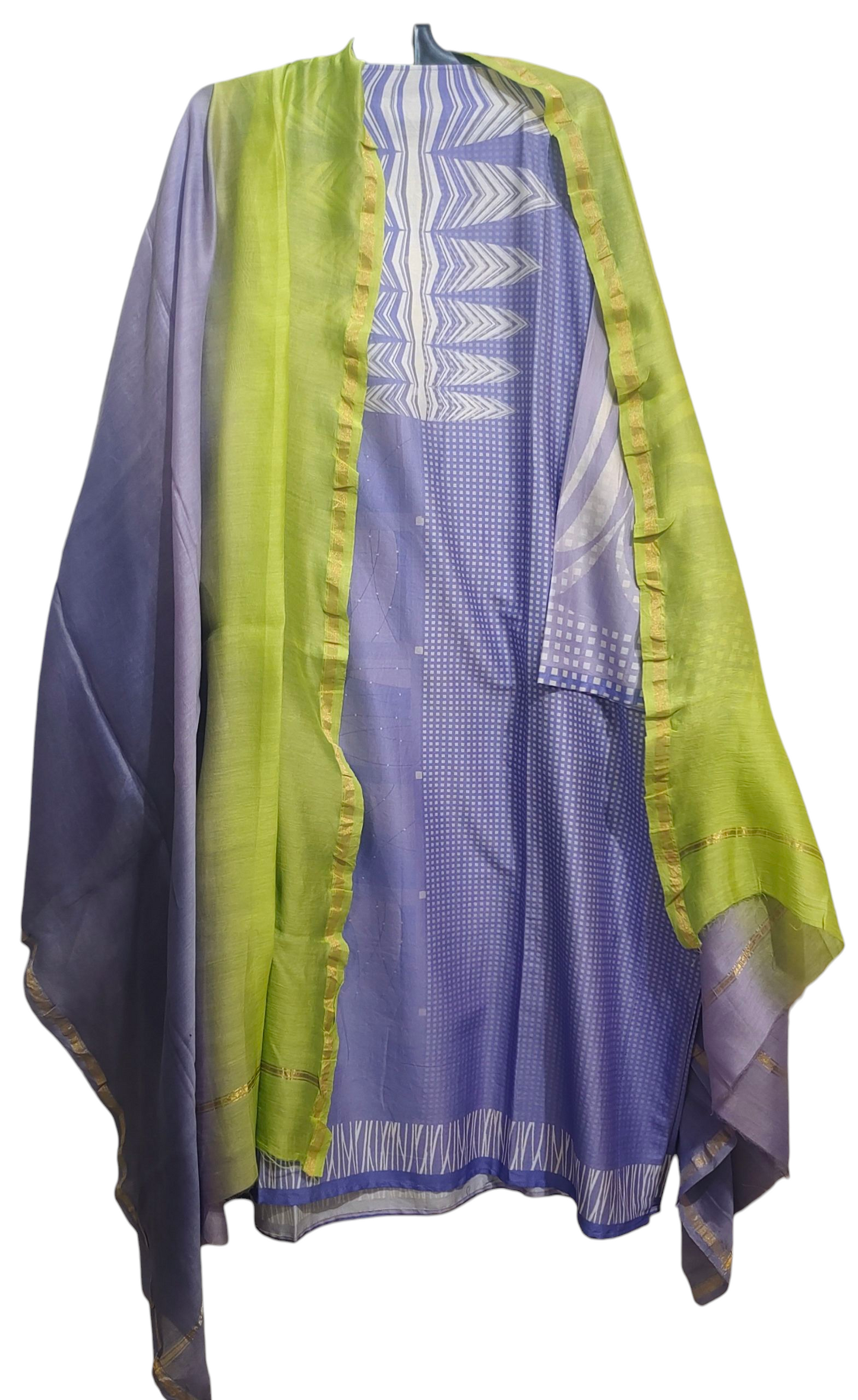 Semi Stitched Chanderi Casual Suitset