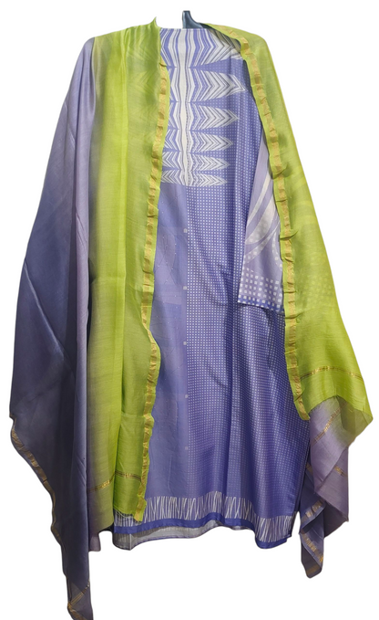 Semi Stitched Chanderi Casual Suitset