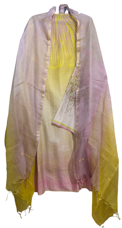 Semi Stitched Chanderi Casual Suitset