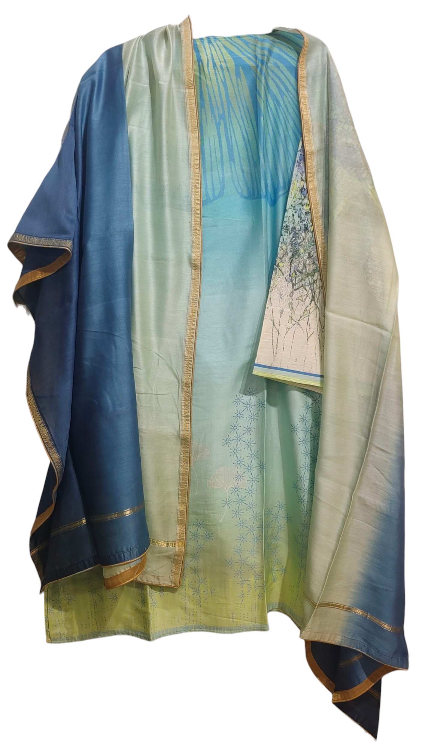 Semi Stitched Chanderi Casual Suitset