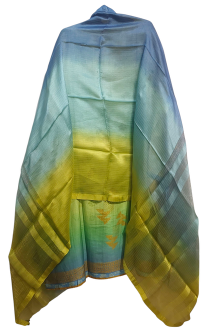 Semi Stitched Chanderi Casual Suitset