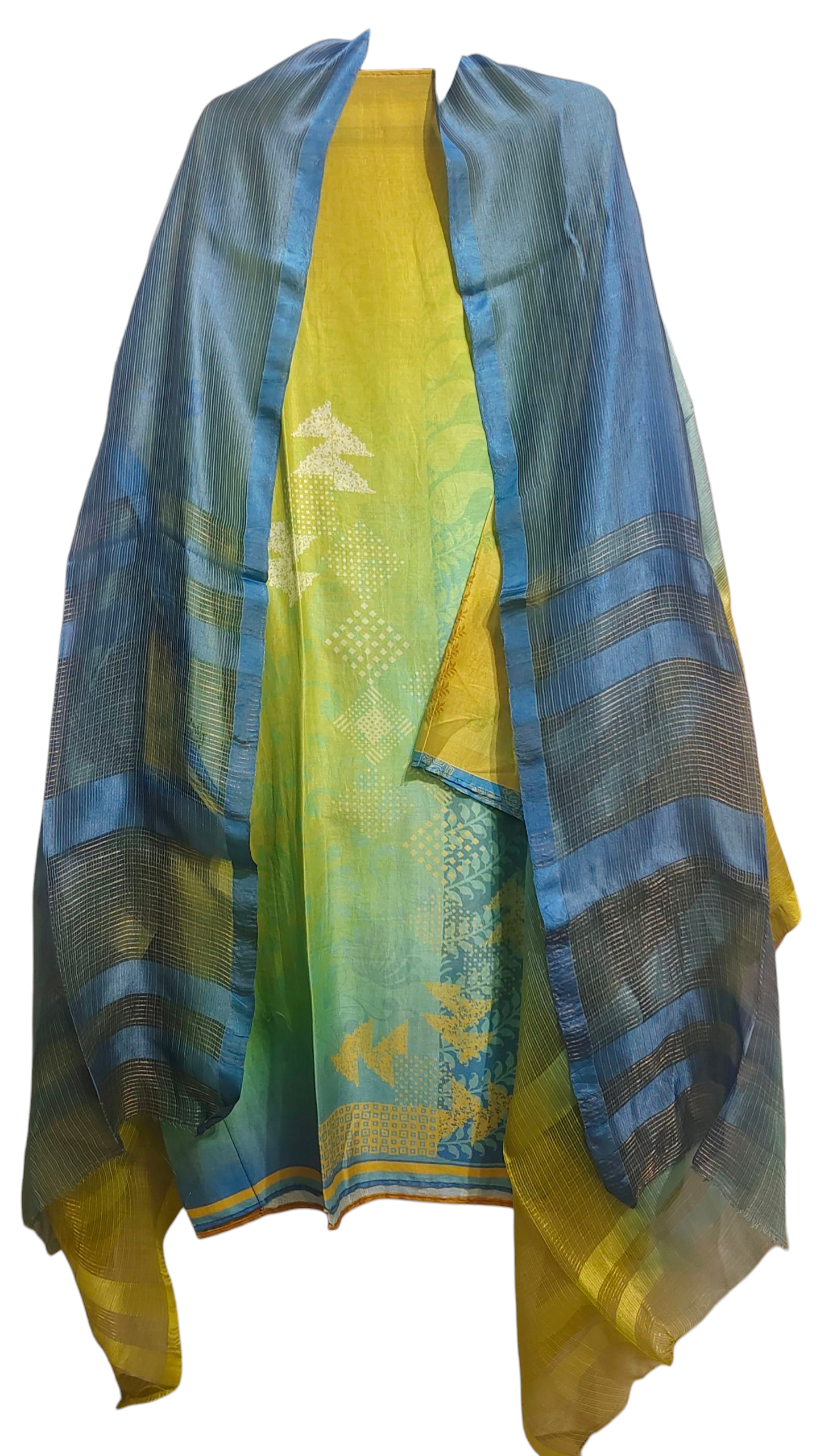 Semi Stitched Chanderi Casual Suitset