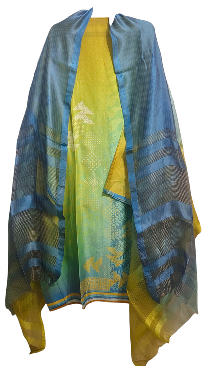 Semi Stitched Chanderi Casual Suitset