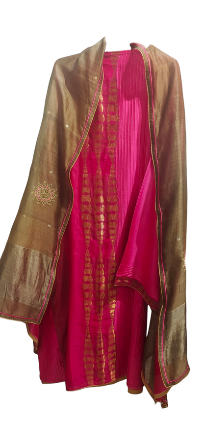 Semi Stitched Formal chanderi Suitset