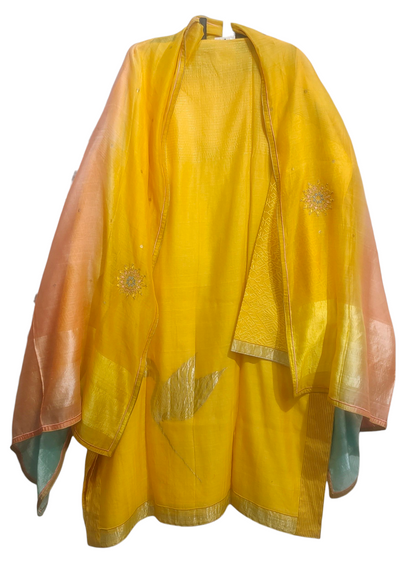 Semi Stitched Formal chanderi Suitset