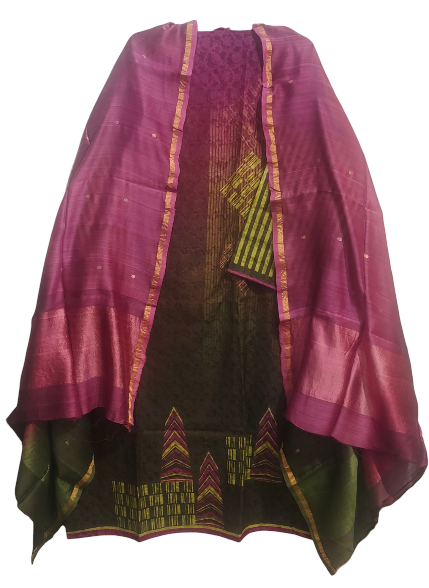 Semi Stitched Chanderi Casual Suitset