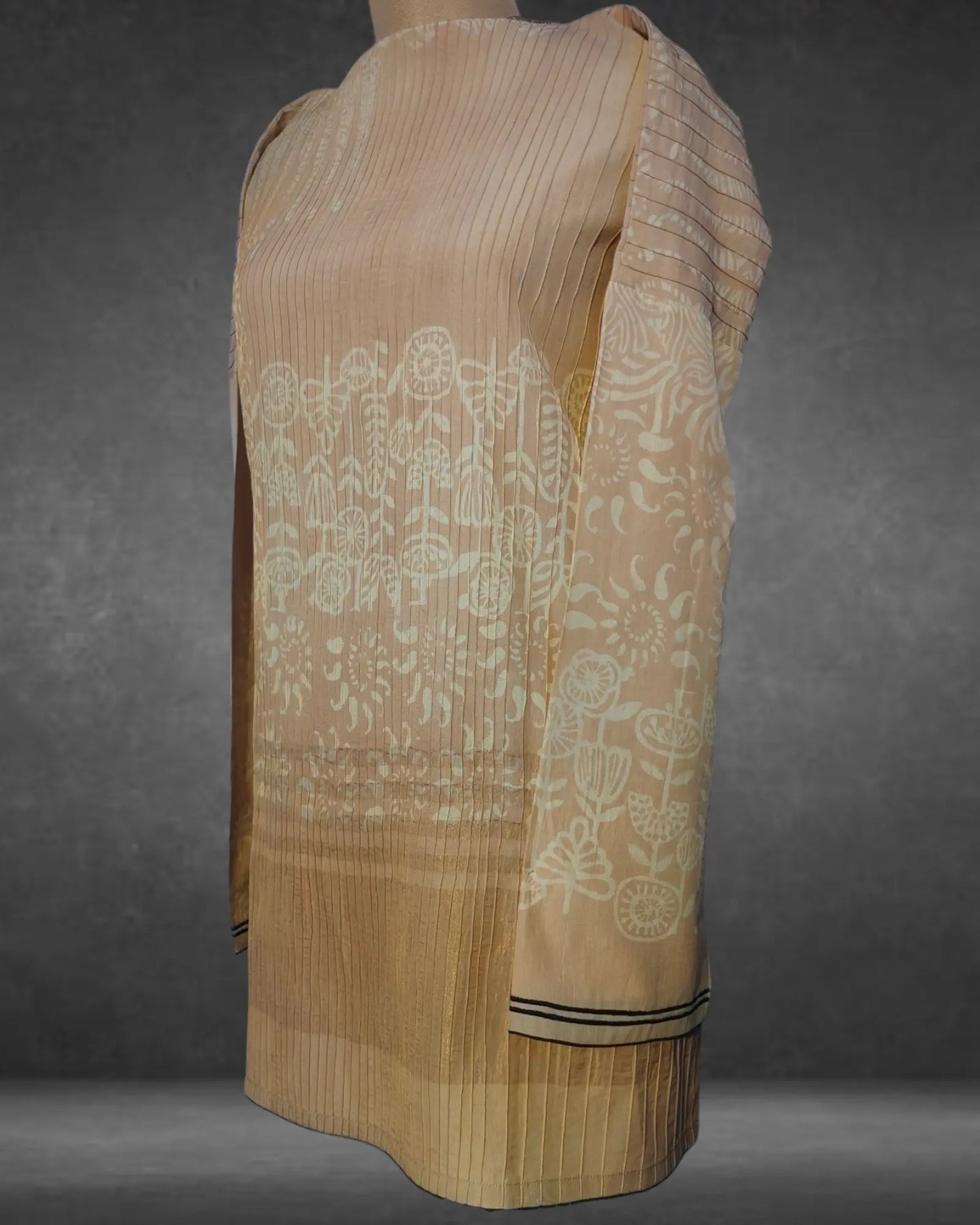 Semistitched Chanderi  Blockprinted Tunic VISHAL KAPUR STUDIO